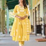 🌸 Mohini Elegance - Maska Cotton Kurti Set with Organza Silk Dupatta