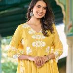 🌸 Mohini Elegance - Maska Cotton Kurti Set with Organza Silk Dupatta