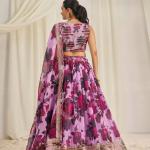 TF-327 | Organza Floral Lehenga Choli Set with Zari & Sequins Embroidery