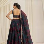 TF-328 | Elegant Floral Organza Lehenga Choli Set with Zari & Sequins Work