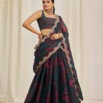 TF-328 | Elegant Floral Organza Lehenga Choli Set with Zari & Sequins Work