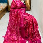 🌿 Ajrakh Elegance – Semi Gaji Silk Zari Saree