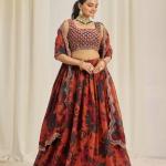 TF-326 | Floral Organza Lehenga Set with Zari & Sequins Work