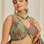TF-330 | Organza Floral Print Lehenga Choli Set with Zari & Sequin Embroidery