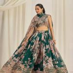 TF-331 | Luxe Floral Organza Lehenga Choli Set with Zari & Sequins Embellishments