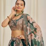 TF-331 | Luxe Floral Organza Lehenga Choli Set with Zari & Sequins Embellishments
