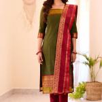 The Laxmi Mehendi Green Cotton Salwar Suit Set – Classic Grace, Everyday Comfort