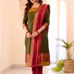 The Laxmi Mehendi Green Cotton Salwar Suit Set – Classic Grace, Everyday Comfort
