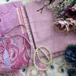 Zarinah Lilac Muslin Pakistani Suit Set – Digital Print & Hand Embroidery with Pearl Mala