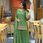 Zyrah Designer Chinon Silk Party Wear Set – Top, Sharara Palazzo & Dupatta (Style ND-5017)