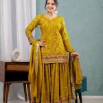 Zyrah Designer Chinon Silk Party Wear Set – Top, Sharara Palazzo & Dupatta (Style ND-5017)