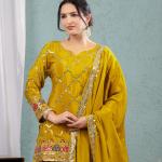 Zyrah Designer Chinon Silk Party Wear Set – Top, Sharara Palazzo & Dupatta (Style ND-5017)