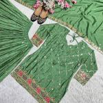 Zyrah Designer Chinon Silk Party Wear Set – Top, Sharara Palazzo & Dupatta (Style ND-5017)
