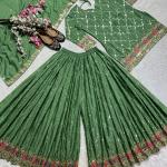 Zyrah Designer Chinon Silk Party Wear Set – Top, Sharara Palazzo & Dupatta (Style ND-5017)