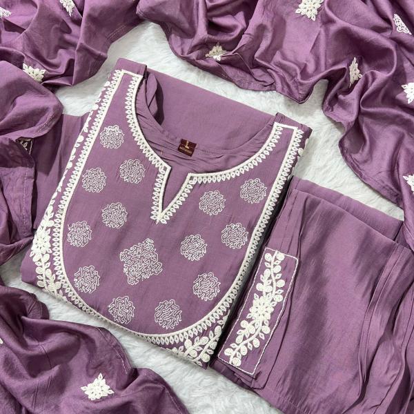 Myra Summer Muslin Handwork Kurti Set – Dupatta & Pant Combo