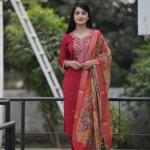 Vanya Luxe Premium Vichitra Silk Suit Set with Digital Chanderi Dupatta