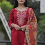 Vanya Luxe Premium Vichitra Silk Suit Set with Digital Chanderi Dupatta