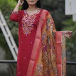 Vanya Luxe Premium Vichitra Silk Suit Set with Digital Chanderi Dupatta