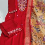 Vanya Luxe Premium Vichitra Silk Suit Set with Digital Chanderi Dupatta