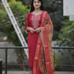 Vanya Luxe Premium Vichitra Silk Suit Set with Digital Chanderi Dupatta