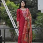 Vanya Luxe Premium Vichitra Silk Suit Set with Digital Chanderi Dupatta