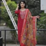 Vanya Luxe Premium Vichitra Silk Suit Set with Digital Chanderi Dupatta