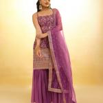 Zarifa Luxe – Embroidered Georgette Sharara Suit Set (TF-294)