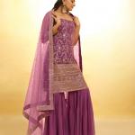 Zarifa Luxe – Embroidered Georgette Sharara Suit Set (TF-294)