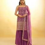 Zarifa Luxe – Embroidered Georgette Sharara Suit Set (TF-294)