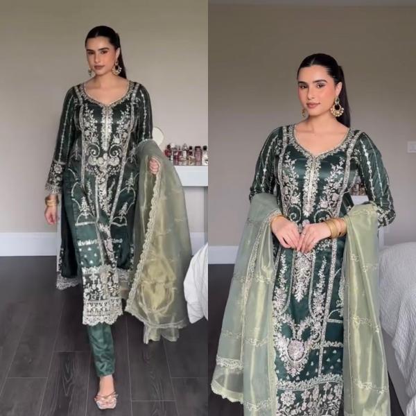 Ishara Heavy Chinnon Silk Embroidered Suit Set – Luxe Party Wear (Style ID: MF-453)