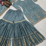 ✨ Zeenat Elite – Embroidered Chinon Silk Sharara Suit Set
