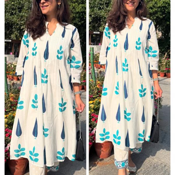 🌸 Preeti – Hand Block Printed Mul Cotton Kurta Set