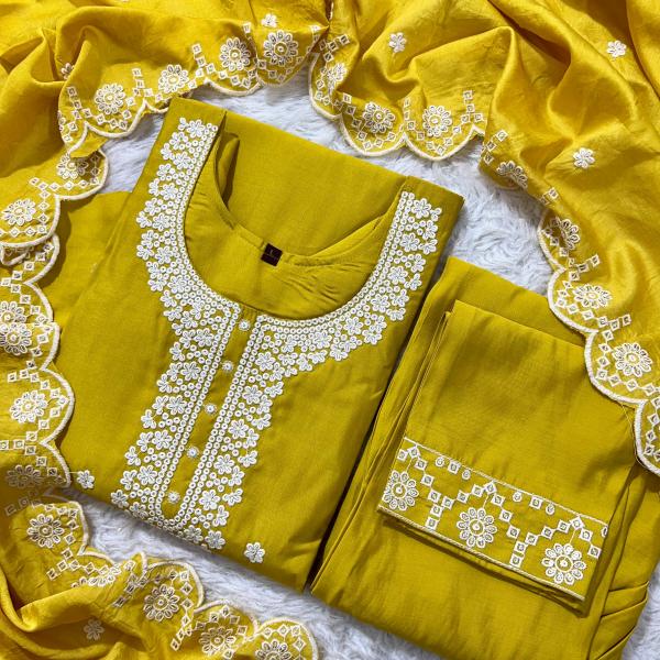 Summer Bloom - Handwork Muslin Kurti Dupatta Pant Set