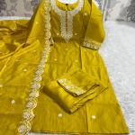 Summer Bloom - Handwork Muslin Kurti Dupatta Pant Set