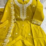 Summer Bloom - Handwork Muslin Kurti Dupatta Pant Set
