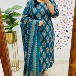 🌿 Ajarakh Heritage – Pure Cambric Cotton 3-Piece Suit Set