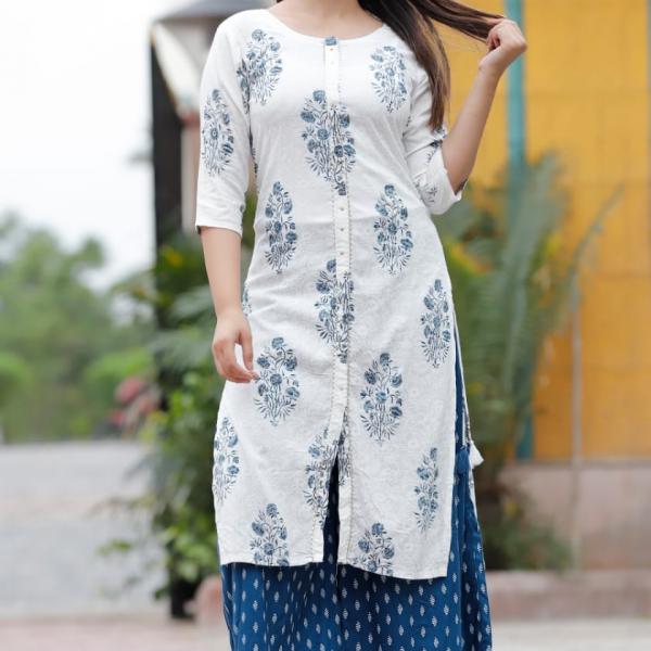 💫 Urban Grace – Rayon Straight Kurti with Wide Divider Plazo Set