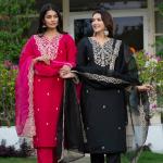 ✨ Royal Grace - Heavy Embroidered Roman Silk Suit Set