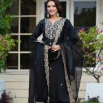 ✨ Royal Grace - Heavy Embroidered Roman Silk Suit Set