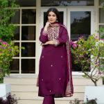 ✨ Royal Grace - Heavy Embroidered Roman Silk Suit Set