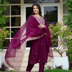 ✨ Royal Grace - Heavy Embroidered Roman Silk Suit Set