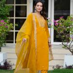 ✨ Royal Grace - Heavy Embroidered Roman Silk Suit Set