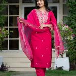 ✨ Royal Grace - Heavy Embroidered Roman Silk Suit Set