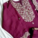 ✨ Royal Grace - Heavy Embroidered Roman Silk Suit Set