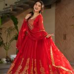"Zarina" Premium Readymade Gown with Dupatta – Festive Edition