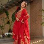 "Zarina" Premium Readymade Gown with Dupatta – Festive Edition