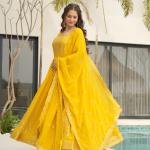 "Zarina" Premium Readymade Gown with Dupatta – Festive Edition