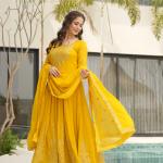 "Zarina" Premium Readymade Gown with Dupatta – Festive Edition