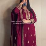 "Elegance Royale" – Premium Embroidered Natural Crepe Silk Suit Set