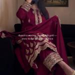 "Elegance Royale" – Premium Embroidered Natural Crepe Silk Suit Set